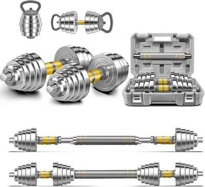 Produktbild von Verstellbares Halter-Set 20/30/40 kg - Hantelhalterung 3-in-1 - Stahl-Hantelhalterpaar für das Home-Fitness - Ideal für Erwachsene, Damen und Herren
