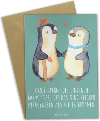 Produktbild von Mr. & Mrs. Panda Grußkarte Großeltern Babysitter - Meeresbrise - Geschenk, weihnachtskarten, Geschenkideen, Dankeschön, persönliche Erinnerungen, einladungskarten