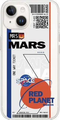 Produktbild von Flexible Hülle für das iPhone 13 Mini, TPU Silikon transparent, mit Weltraummotiv, Ticket zum Mars