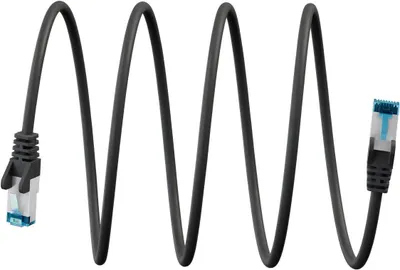 Productafbeelding van Goobay 79371 Ultraflexibele CAT 6A netwerkkabel, S/FTP (PiMF), zwart, 7,5 meter - koperen geleiders (CU), halogeenvrije TPE kabelmantel (LSZH)