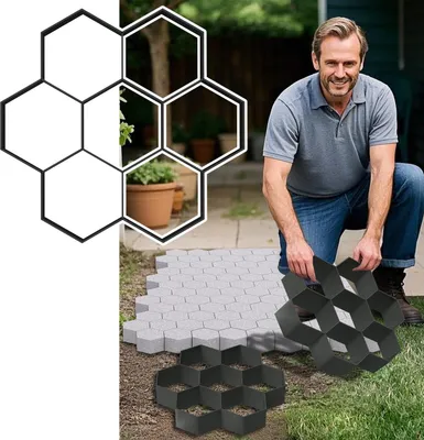 Produktbild von JOIEYOU 1 Stück DIY Betonform 29x28cm Schalungsform Pflasterform Gehweg Gießform Beton Schablone Pflasterschablone Kunststoff für Trittsteinen Garten Rasenbahnen, Blumen Form