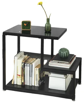 Image de Table d'appoint, 3 étagères, design moderne, noir