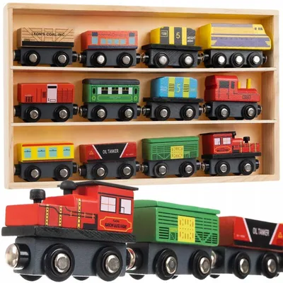 Produktbild von Kruzzel 23522 Holzeisenbahn für Kinder, 12 Waggons