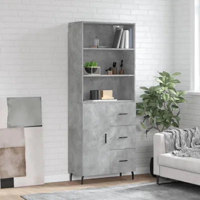 Produktbild von vidaXL Highboard Betongrau 69,5x34x180 cm Holzwerkstoff