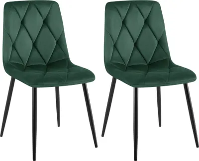 Produktbild von CLP 2er Set Esszimmerstuhl Clairton gepolstert mit Rückenlehne bis 150 kg belastbar grün Material Samt