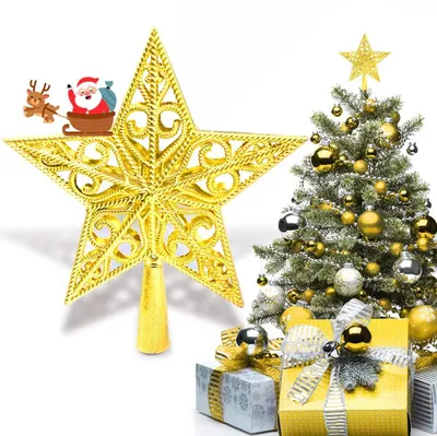 Weihnachtsbaum-Spitze Stern, Gold, 20 x 25 cm, Kunststoff