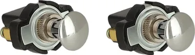 Produktbild von 2 Stück 12 Volt Zugschalter ON-OFF mit verchromter Kappe, 2 Kabelanschlüsse, 6 Ampere, zum Einbau in Boot, Oldtimer & Co