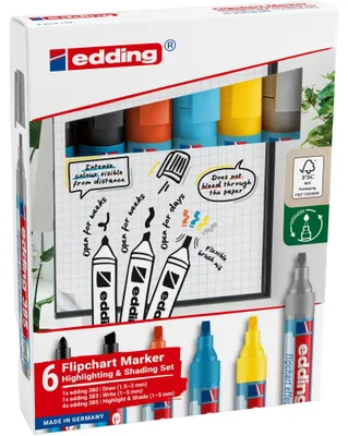 Produktbild von Edding - Filzstift 385 Flipchart und 380 383 6-tlg. sort