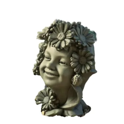 Produktbild von Schönes Blumenkind Gänseblümchen für den Garten zur Dekoration, aus Steinguss Neu Frostfest Witterungsbeständig, Figur zur Gartengestaltung 19-90071