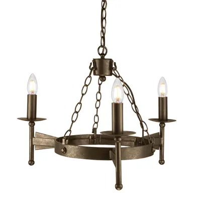 Image de Lustre Cromwell, bronze vieilli, 3xE14x60W, métal, dimensions : 100x60x60 cm, IP20, Elstead