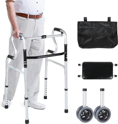 Produktbild von Jopassy Rollator Leichtgewicht, Gehgestell Gehhilfe 5/8-fach höhenverstellbar, mit Sitzfläche, Gehwagen mit 4 Rädern