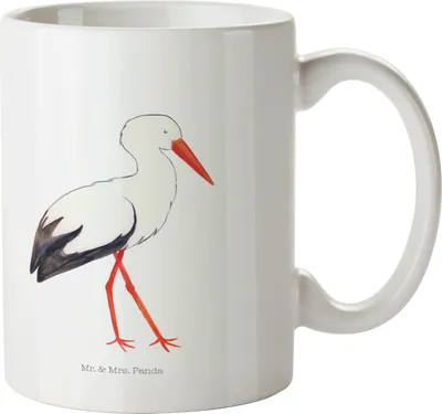 Produktbild von Mr. & Mrs. Panda Mehrwegbecher Storch - Weiß - Geschenk, Mutter, Lustige Sprüche, Plastikbecher, Baby, Schwangerschaft, Outdoor Becher, Mütter, Störche, Pott