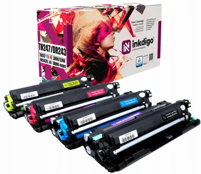 Produktbild von Inkdigo Trommel + Toner DR243 TN247 für Brother DCP-L3510, DCP-L3510CDW, DCP-L3517CDW, DCP-L3550 – CMYK,, KI-generiertes Bild