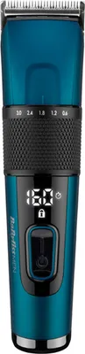Produktbild von BaByliss Japanese Steel Digital Haarschneider E990E mit 45 Längeneinstellungen durch Drehrad und 8 Kammaufsätzen, kabellos, 160 Minuten Laufzeit, Blau, 1 Stück (1er Pack)