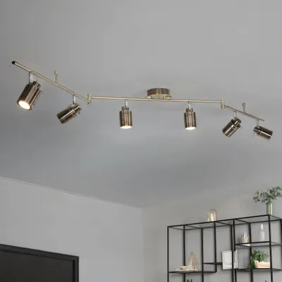 Produktbild von Deckenstrahler Metall verstellbar IP44 in Messing Antik GU10 länglich Retro