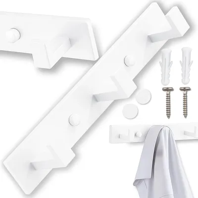 Obrázek produktu pro věšák na ručníky koupelnový háček bílý 26 cm 3 háčky na zeď do koupelny kuchyně předsíně
