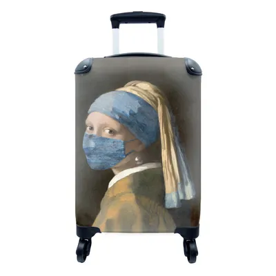 Produktbild von MuchoWow® Koffer Handgepäck Trolley Rollkoffer Kleine Reisekoffer mit 4 Rollen - Das Mädchen mit dem Perlenohrring - Johannes Vermeer - Mouthcap - Cabin Size < 55x40x23 cm & 55x40x20 cm - Fotokoffer - Kabinenkoffer - Boardgepäck - Reise-Box - Reisekoffer - Reisegepäck - Koffer mit Bild - Trolley für Kinder