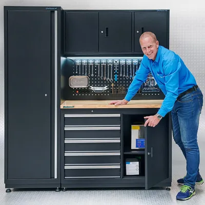 Productafbeelding van Werkbank garage 120 cm met smalle werkplaatskast