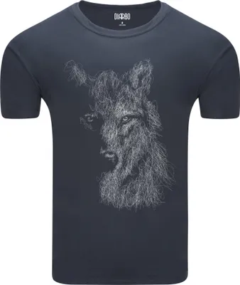 Produktbild von Diarbo Herren T-Shirt mit Tierliebhaber Druck Skizze eines Wolfsporträt Dunkelgrau Gr.M