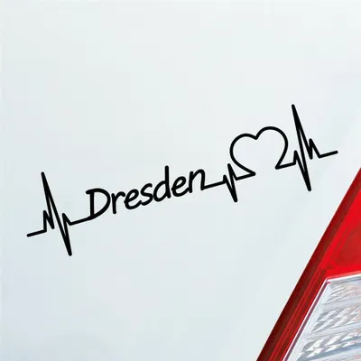 Produktbild von Auto Aufkleber Dresden Herz Herzschlag 19x5 cm Schwarz Glanz Sticker Heckscheibenaufkleber