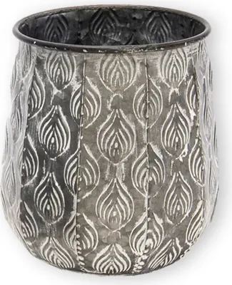 Produktbild von Pflanztopf Pflanzgefäß Zinktopf Cauldron Old Grey 25cm Rund Blumentopf Metall Übertopf