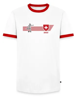 Produktbild von Spreadshirt Schweiz Fußball Fanlook Mit Wappen Männer Kontrast T-Shirt, M, Weiß/Rot