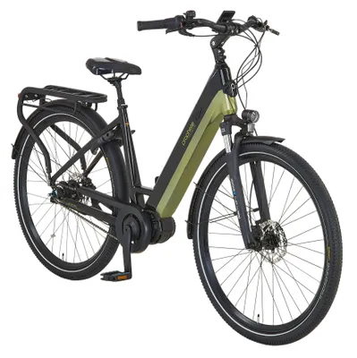 Produktbild von Prophete Geniesser 5.0 Damen City E-Bike 28" – AEG Mittelmotor 250W, 220 km Reichweite, Shimano Nexus 7-Gang, Hydraulische Scheibenbremsen, TFT Display, Integrierter Li-Ion Akku, Schwarz/Silbergrün