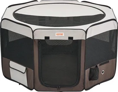 Produktbild von Famanu Puppybox 600D Oxford-Stoff 1168 x 1168 x 584 mm - Faltbare Tierbox mit 8 Netzpaneelen