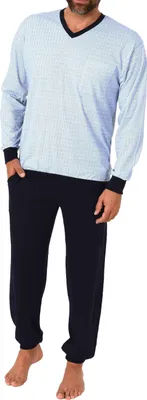 Produktbild von Herren langarm Schlafanzug Pyjama mit Bündchen - auch in Übergrössen - 122 101 90 620 ; marine , 48
