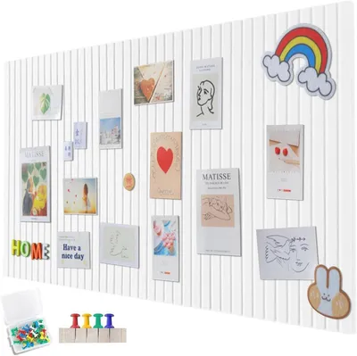 Productafbeelding van PromoHome® Vilt prikbord, 60x40 cm – zelfklevend en opvouwbaar, wit
