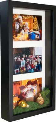 Produktbild von Bilderrahmen für 3 Fotos 10x15 cm, 3D-Galerie-Schattenbox 18x35 cm, schwarz