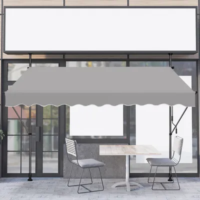 Produktbild von XMTECH 350x120cm Klemmmarkise Gelenkarmmarkise Balkonmarkise ohne Bohren Klemmmarkise mit Handkurbel Höhenverstellbar, Grau