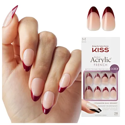 Produktbild von KISS Salon Acrylic French "Catchy", Lila, mittellange Mandel-Form - 28 Press On
