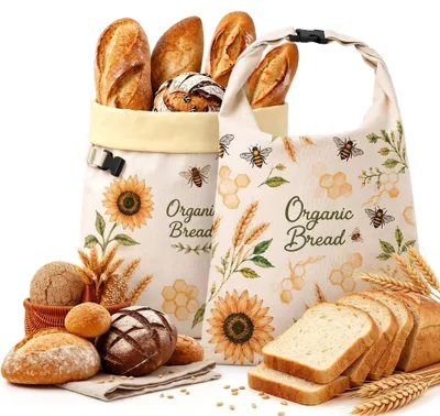 Produktbild von Wiederverwendbare Bienenwachs-Brotbeutel, 43 x 33 cm (2 Stück)
