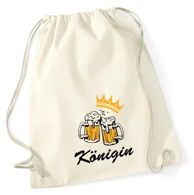 Produktbild von Huuraa Turnbeutel Königin Schützenfest 12 Liter Natural Baumwolle Rucksack Geschenkidee