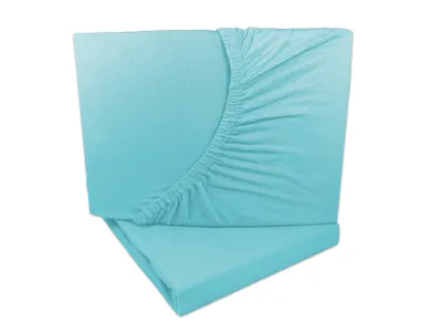 Produktbild von 2er Set Jersey Spannbettlaken Aqua / hellblau  90x200 - 100x200 cm 100% Baumwolle