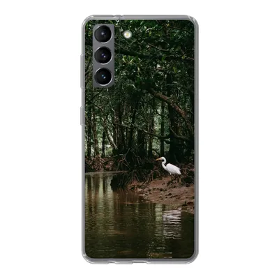 Produktbild von MuchoWow® Handyhülle Schutzhülle Hülle für Samsung Galaxy S21 Reiher - Wald - See Silikon Softcase Handy Hülle - Softcase