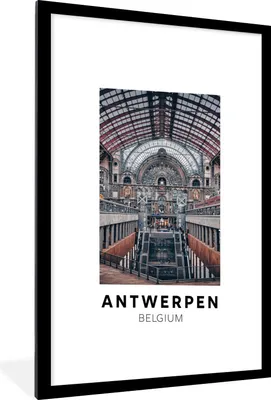 Produktbild von MuchoWow® Gerahmtes Poster Antwerpen - Belgien - Zug 60x90 cm - Poster mit Schwarzem Bilderrahmen Wandposter Rahmen Foto Bilder - Dekoration - Wandposter Wohnzimmer - Hochwertig