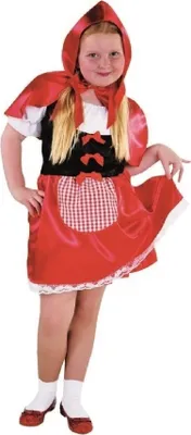 Produktbild von M213010-140 rot-weiß Kinder Rotkäppchen Kostüm Mädchen Kleid Gr.140