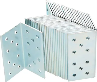 Zdjęcie produktu dla KOTARBAU® Kątownik Ciesielski Łącznik Budowlany Meblowy Stalowy Z Przetłoczeniem Nierdzewny 40 X 40 X 80 MM Zestaw 50 SZT