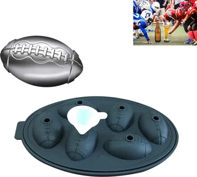 Produktbild von Eiswürfelform aus Silikon Eiswürfelbehälter Design Eiswürfelschale Eiskugelform BPA Frei Football Silikon Schwarz
