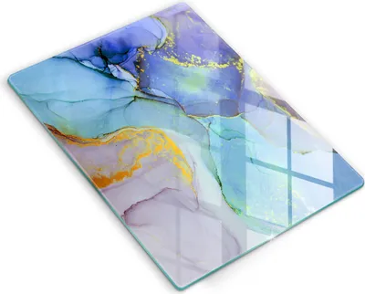 Produktbild von Glasschneideplatte - Herdabdeckplatte - 40x52 cm - Schneidebrett - Spritzschutz - Rissiges Steingold