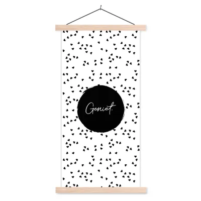 Produktbild von MuchoWow® Textilposter Zitate - Genießen - Sommer - Text 60x120 cm mit holzfarbenen Rahmen - Holz