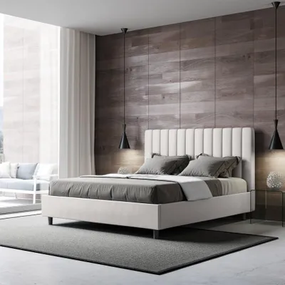 Produktbild von Doppelbett 160x200 mit Bettkasten, modernes Schlafzimmer Agueda M1 - Weiß