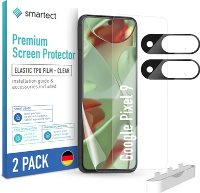 A product image showing a smartphone screen protector kit for a Google Pixel 9.