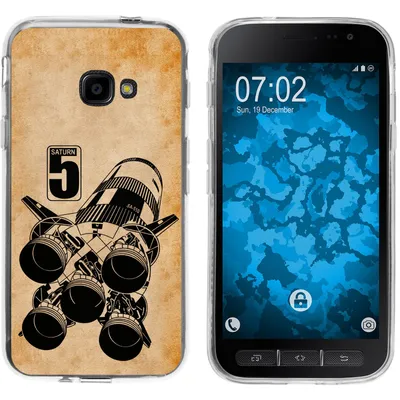 Produktbild von PhoneNatic Case kompatibel mit Samsung Galaxy Xcover 4 / 4s Silikon-Hülle Space Moon Rocket M3