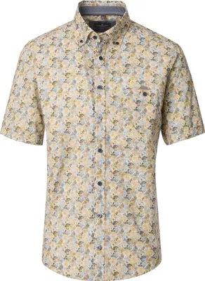Produktbild von CASAMODA Herren Freizeithemd Kurz Button-Down Casual Gelb Muster 6XL