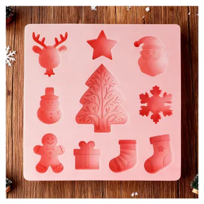Produktbild von Weihnachts-Keksformen aus Silikon mit 10 Mulden zur Dekoration von Desserts und n für Hobbybäcker