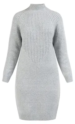 Productafbeelding van IPARO Damen, gebreide, lange mouwen, midi-jurk, artikelnummer 15625011-IP01, kleur: grijs, maat: M/L