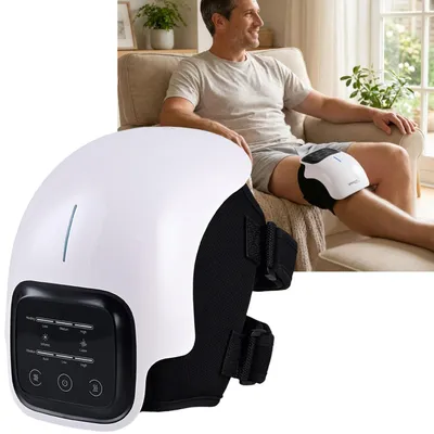 Produktbild von Wellness Akku-Knie-Massagegerät mit Infrarot-Wärme, Kaltlaser & Vibration – Entspannend, wohltuend & kabellos mit modernem LED-Touch-Display